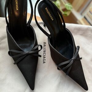 Balenciaga -  Knife Bow Slingback noir pumps, Women’s size 38